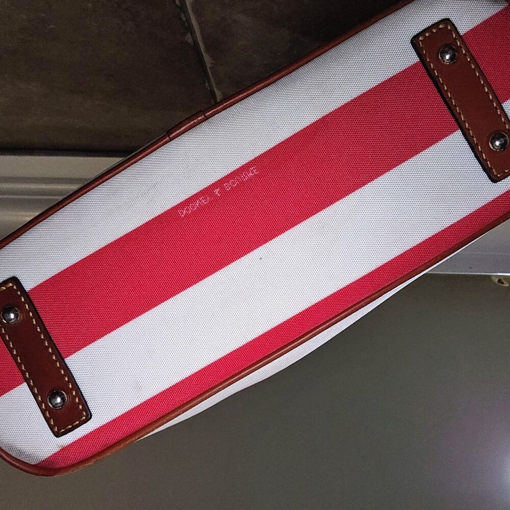 Dooney & Bourke Charleston Pink White Stripes Logo Zipper Top Shoulder Bag Purse - Picture 12 of 16